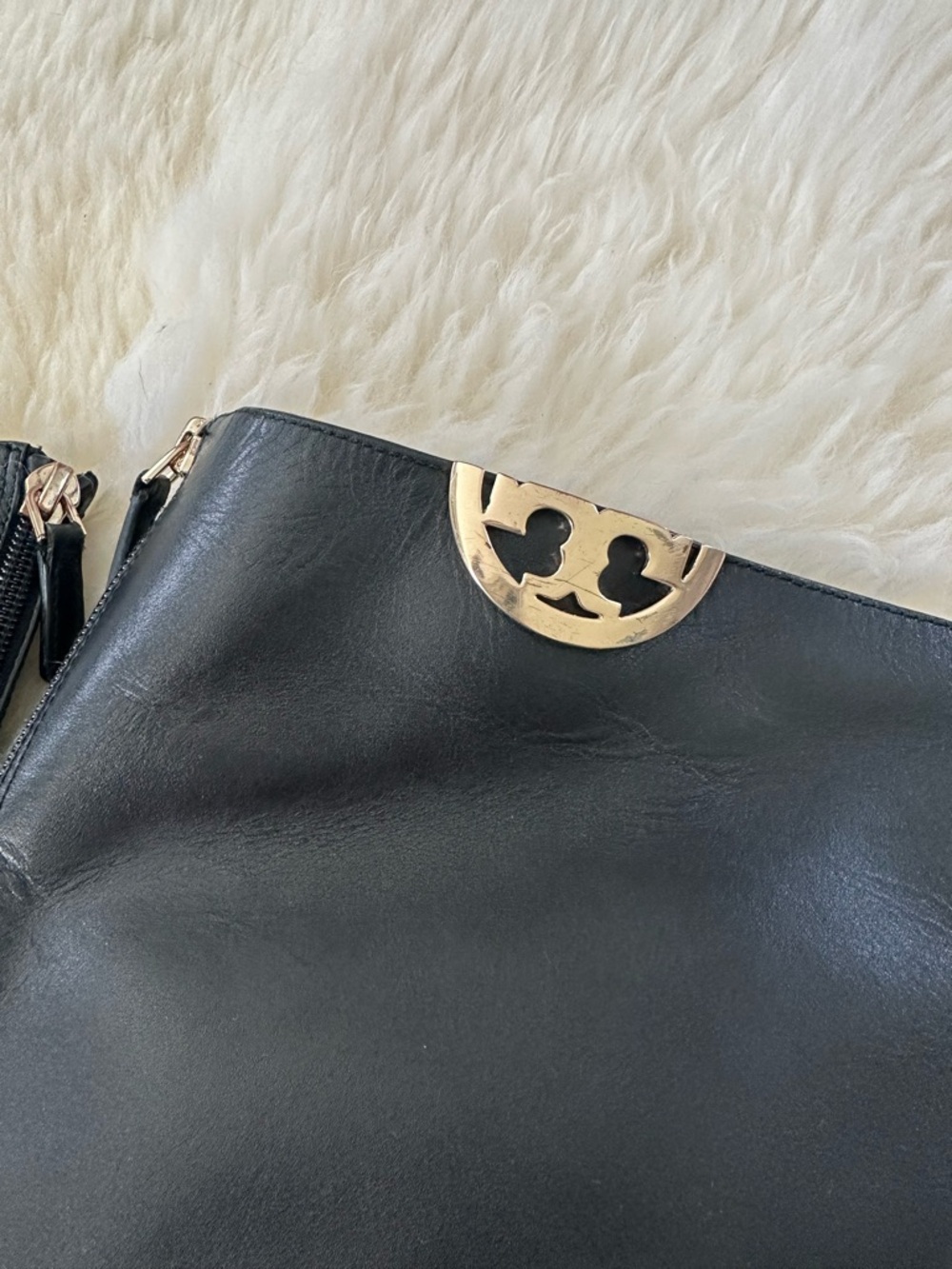 Tory Burch Sidney Leather Knee High Riding Boots Black - Picture 5 of 10
